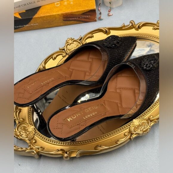 🆕 KURT GEIGER LONDON 🧿 NWOB Belgravia Shimmer Vinyl Mules, Black - Sz 37 US 7 - Picture 10 of 14